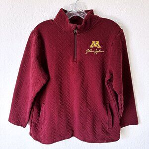 Minnesota Golden Gophers University Women's Quilted 1/4 Zip Pullover Sweater L